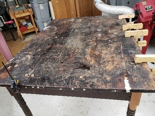 Photo 1: This table had been held in storage at the Dearborn Historical Museum for many years because of its condition.