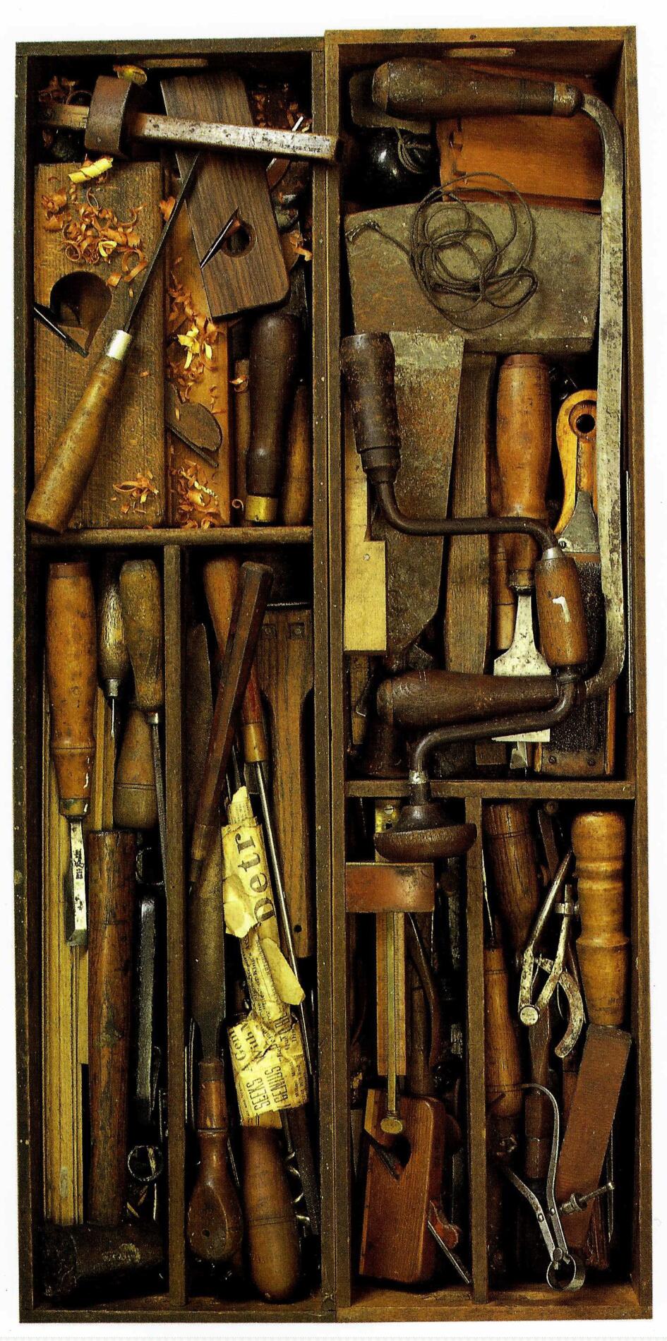 A selection of woodworking tools given to Adolph Meyer by his father. J.B. Freund, "Masterpieces of Americana: The Collection of Mr. and Mrs. Adolph Henry Meyer" (Sotheby's Books, 1995), p. 92.